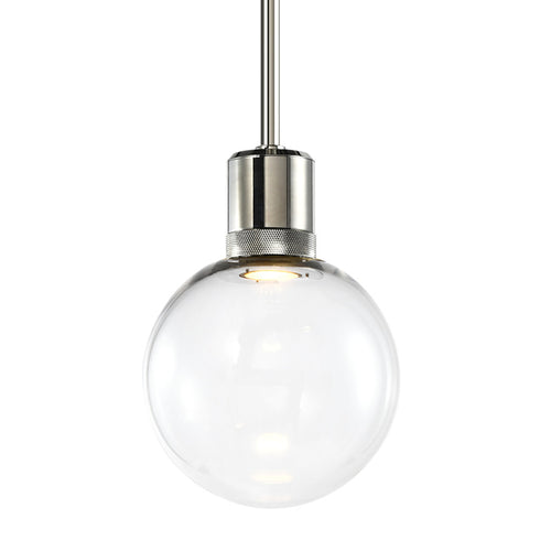 ZEEV Lighting ZIGRINA 8 Inch LED 3CCT Clear Globe Glass Pendant Light and in Polished Nickel Metal Finish Model: P11703-LED-PN-G11