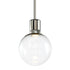 ZEEV Lighting ZIGRINA 8 Inch LED 3CCT Clear Globe Glass Pendant Light and in Polished Nickel Metal Finish Model: P11703-LED-PN-G11
