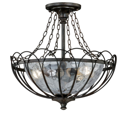 C0038 Vaxcel Novara 13" Semi-Flush Mount Aged Walnut