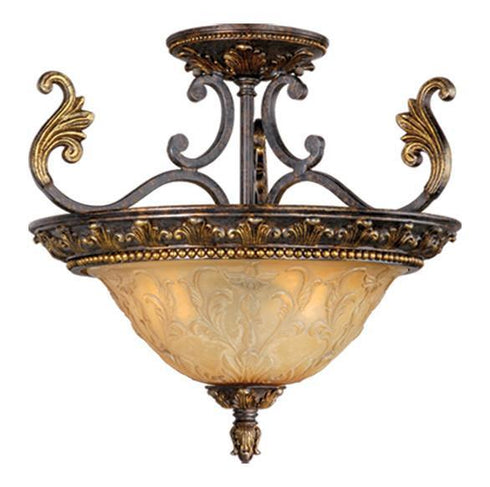 CA-CFU170WA Vaxcel Caesar 17" Semi-Flush Mount (Dual Mount) Walnut Patina