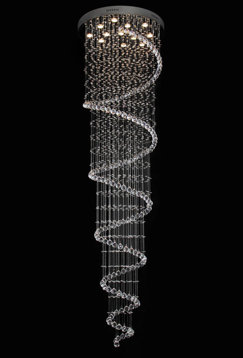 Chrome 106" High Crystal Spiral Chandelier