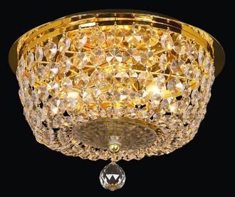 Classic Three Light Gold Finish Faux Crystal Flushmount