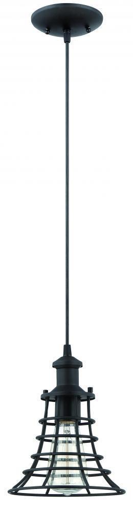 Craftmade 1 Light Mini Pendant With Wire Cage Model: P350MBK1