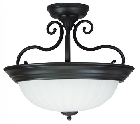 Craftmade X124-BN Two Light Brushed Nickel Frosted Melon Glass Bowl Semi-flush Mount