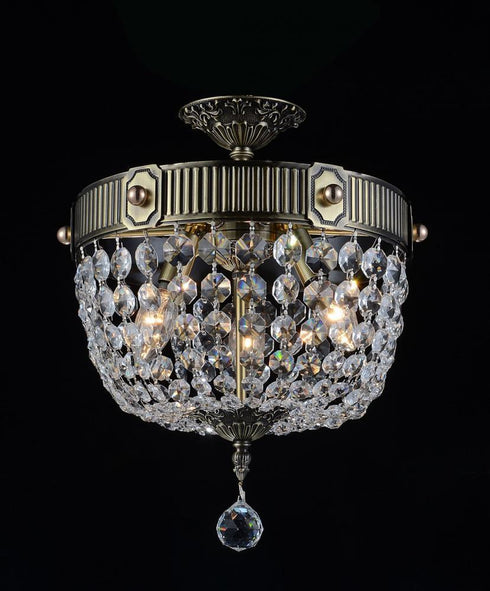 CWI Lighting 3 Light Bowl Flush Mount With Antique Brass Model: 2048C13AB