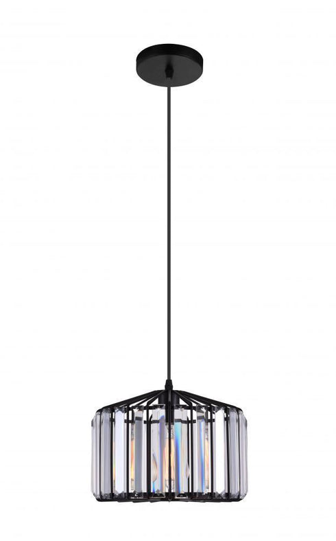 CWI Lighting Alethia 1 Light Drum Shade Pendant With Black Finish Model: 9942P10-1-101-C