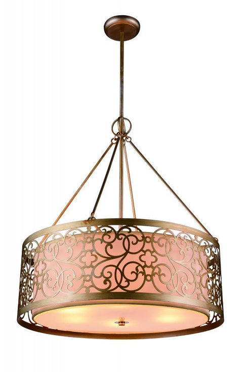 CWI Lighting Alexandra 4 Light Drum Shade Chandelier With Rubbed Model: 9832P18-4-106