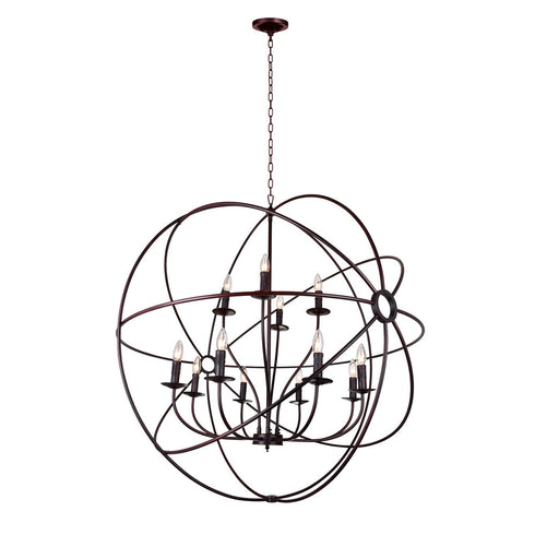 CWI Lighting Arza 12 Light Up Chandelier With Brown Finish Model: 5464P40DB-12