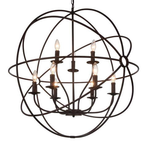 CWI Lighting Arza 9 Light Up Chandelier With Brown Finish Model: 5464P32DB-9