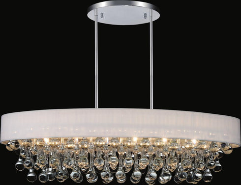 CWI Lighting Atlantic 10 Light Drum Shade Chandelier With Chrome Model: 5422P36C-O (WHITE)