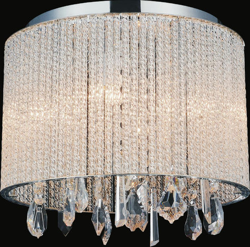 CWI Lighting Benson 4 Light Drum Shade Flush Mount With Chrome Model: 5562C12C CLEAR