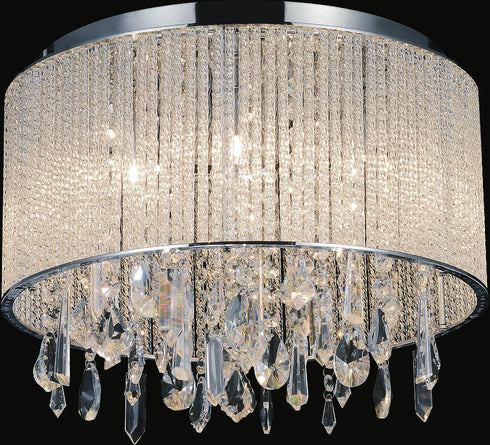 CWI Lighting Benson 6 Light Drum Shade Flush Mount With Chrome Model: 5562C16C CLEAR