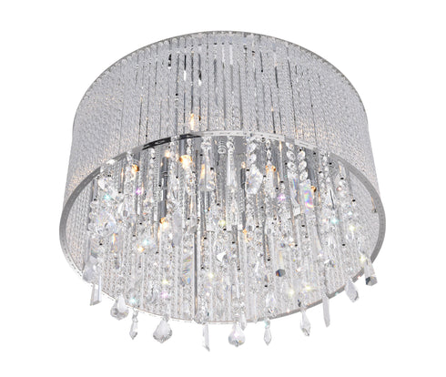CWI Lighting Benson 6 Light Drum Shade Flush Mount With Chrome Model: 5562C16C CLEAR