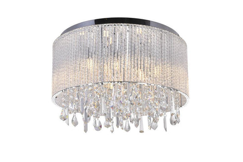 CWI Lighting Benson 9 Light Drum Shade Flush Mount With Chrome Model: 5562C20C CLEAR