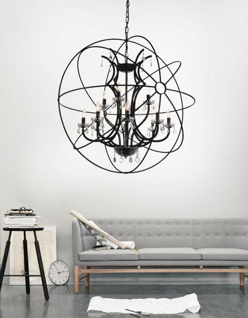 CWI Lighting Campechia 12 Light Up Chandelier With Brown Finish Model: 5465P42DB-12