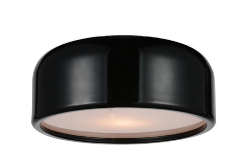 CWI Lighting Campton 2 Light Drum Shade Flush Mount With Black Model: 9688C14-2-171