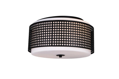 CWI Lighting Checkered 2 Light Drum Shade Flush Mount With Black Model: 5209C15B