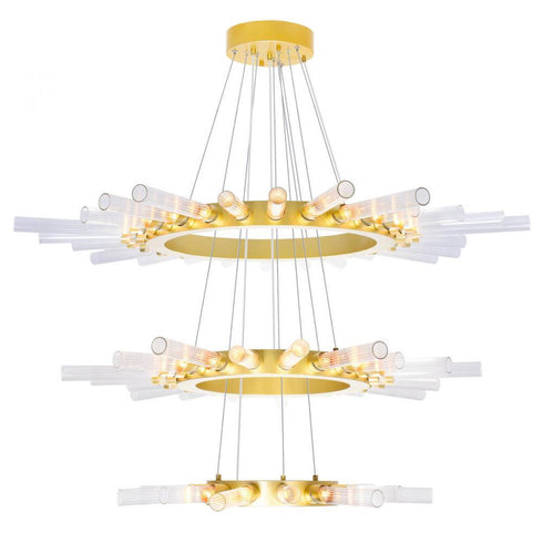 CWI Lighting Collar 63 Light Chandelier With Satin Gold Finish Model: 1121P48-63-602