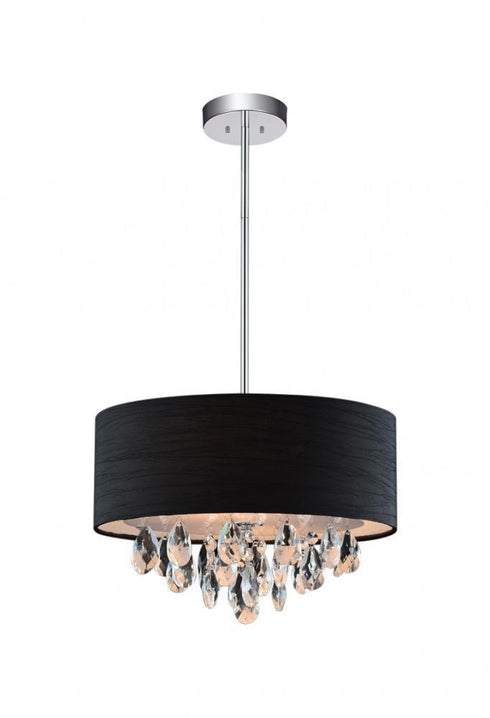 CWI Lighting Dash 4 Light Drum Shade Chandelier With Chrome Model: 5443P18C (BLACK)