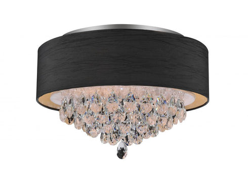CWI Lighting Dash 4 Light Drum Shade Flush Mount With Chrome Model: 5443C18C (BLACK)