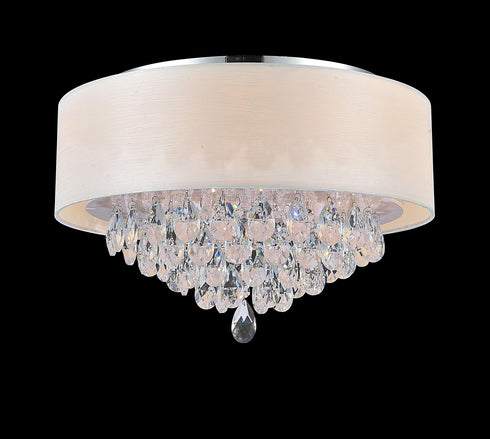 CWI Lighting Dash 4 Light Drum Shade Flush Mount With Chrome Model: 5443C18C (OFF WHITE)
