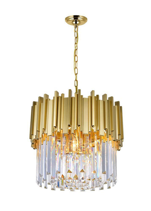 CWI Lighting Deco 4 Light Down Chandelier With Medallion Gold Model: 1112P16-4-169