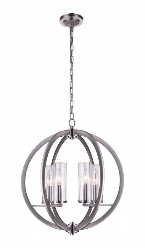 CWI Lighting Elton 6 Light Chandelier With Satin Nickel Finish Model: 9951P19-6-606