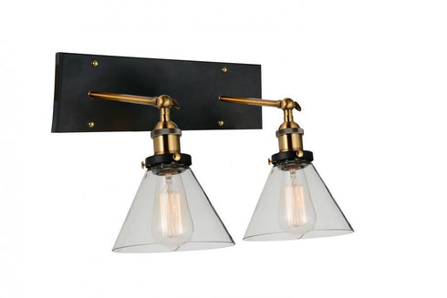 CWI Lighting Eustis 2 Light Wall Sconce With Black & Gold Brass Model: 9735W15-2-101