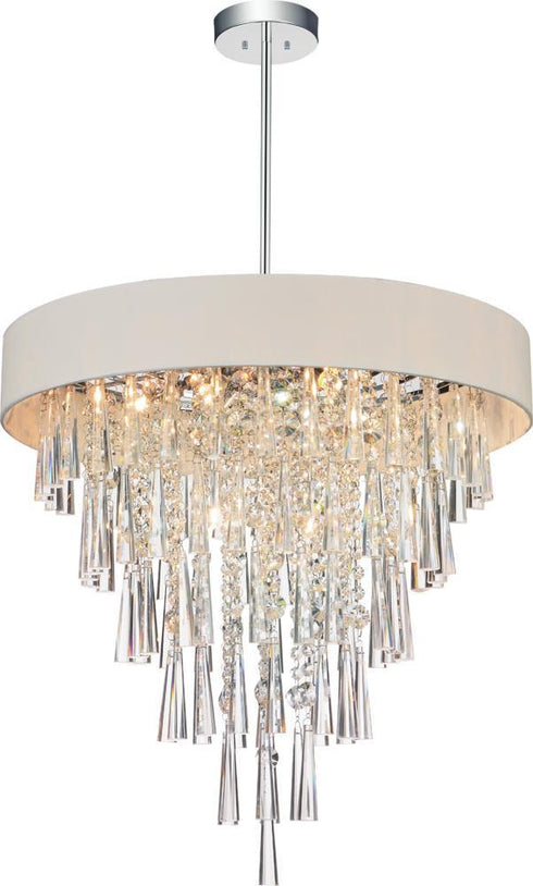 CWI Lighting Franca 8 Light Drum Shade Chandelier With Chrome Model: 5523P22C (OFF WHITE)