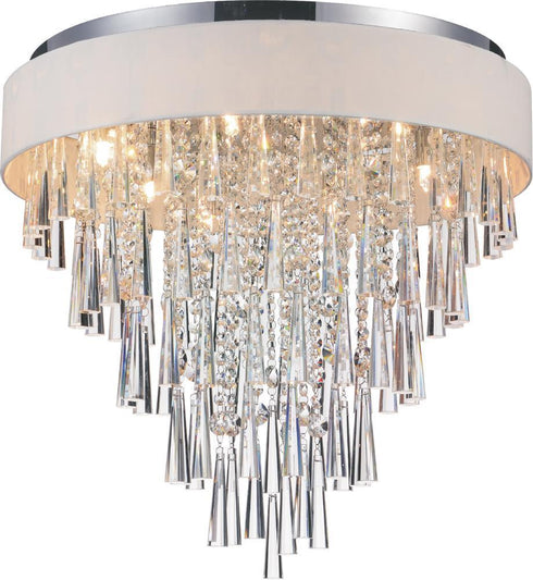 CWI Lighting Franca 8 Light Drum Shade Flush Mount With Chrome Model: 5523C22C (OFF WHITE)