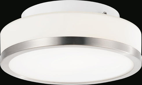 CWI Lighting Frosted 1 Light Drum Shade Flush Mount With Satin Model: 5479C8SN-R