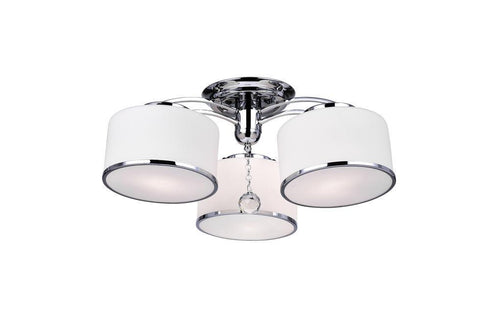 CWI Lighting Frosted 3 Light Drum Shade Flush Mount With Chrome Model: 5479C24C-3