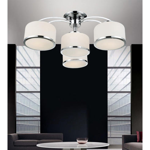 CWI Lighting Frosted 4 Light Drum Shade Flush Mount With Chrome Model: 5479C28C-4