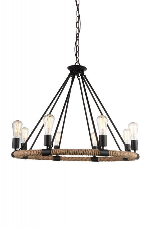CWI Lighting Ganges 8 Light Up Chandelier With Black Finish Model: 9671P33-8-101