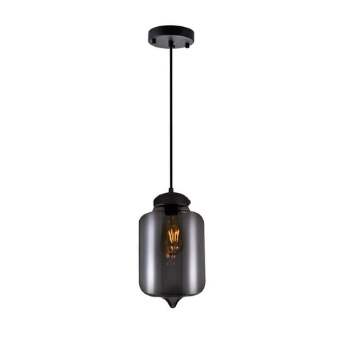 CWI Lighting Glass 1 Light Down Mini Pendant With Mirrored Smoke Glass Model: 5570P7C - SMOKE