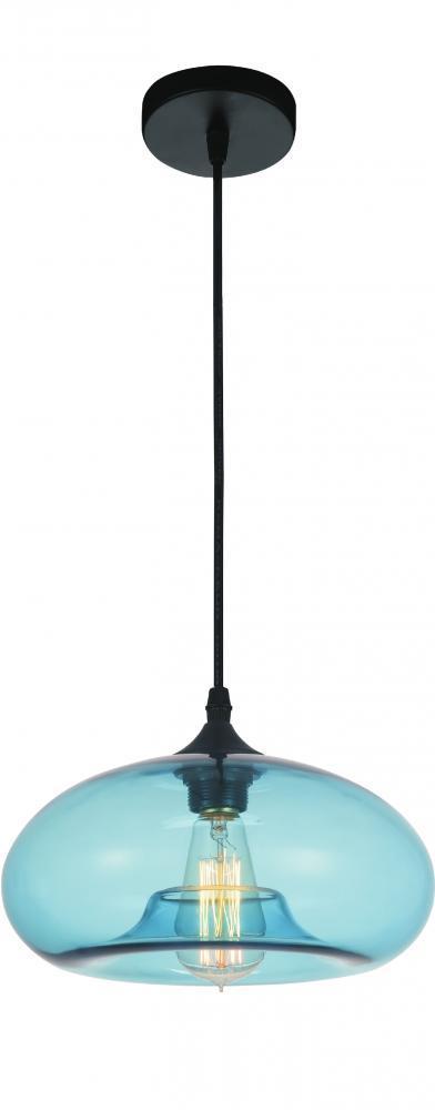 CWI Lighting Glass 1 Light Down Mini Pendant With Blue Finish Model: 5553P11-BLUE