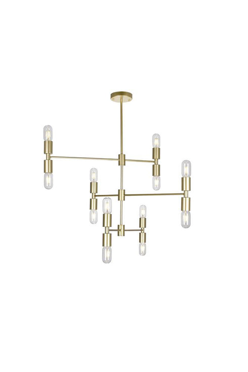 CWI Lighting Hand Crank 12 Light Chandelier With Medallion Gold Model: 1227P34-12-169
