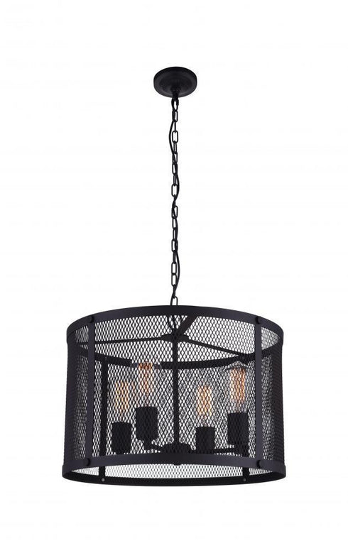 CWI Lighting Heale 4 Light Drum Shade Pendant With Reddish Black Model: 9937P18-4-219