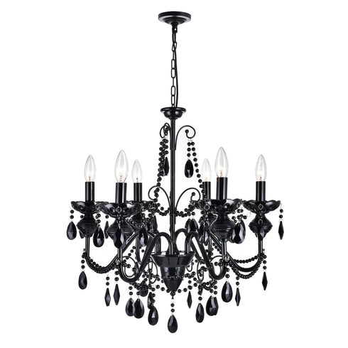 CWI Lighting Keen 6 Light Up Chandelier With Black Finish Model: 5095P22B-6