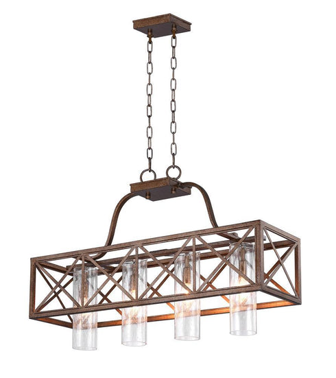 CWI Lighting Keeva 4 Light Chandelier With Wood Grain Bronze Model: 1030P34-4-217