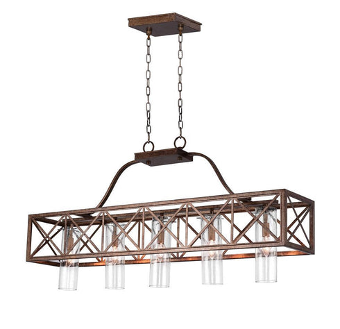 CWI Lighting Keeva 5 Light Chandelier With Wood Grain Bronze Model: 1030P47-5-217