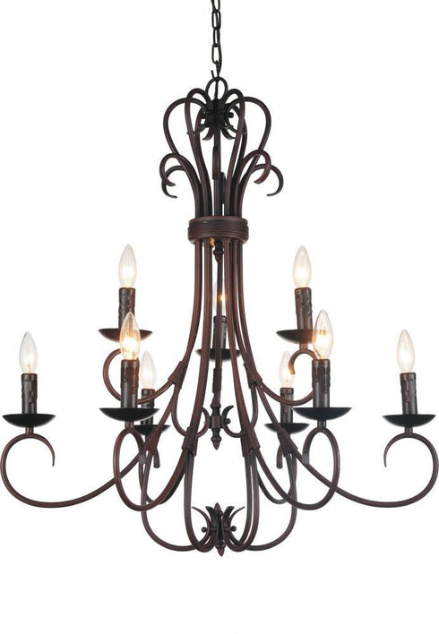 CWI Lighting Maddy 9 Light Up Chandelier With Oil Rubbed Brown Model: 9817P29-9-121