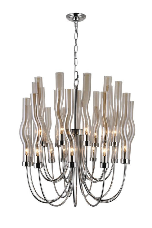 CWI Lighting Meduse 22 Light Chandelier With Polished Nickel Model: 1203P29-22-613