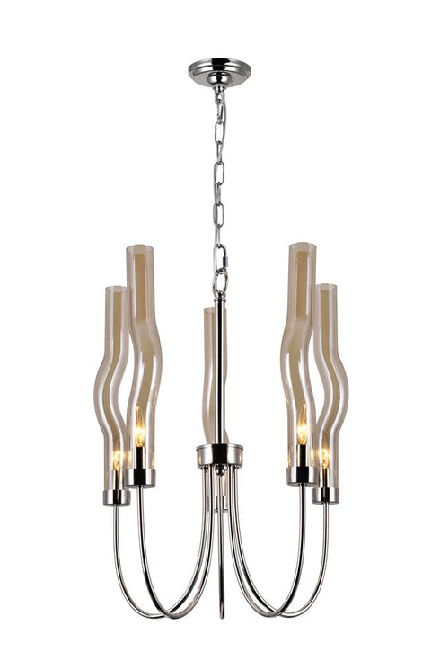 CWI Lighting Meduse 5 Light Chandelier With Polished Nickel Model: 1203P16-5-613