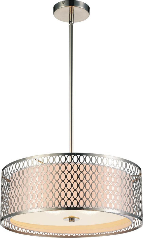 CWI Lighting Mikayla 3 Light Drum Shade Chandelier With Satin Model: 5555P17SN