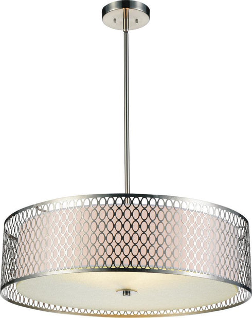 CWI Lighting Mikayla 5 Light Drum Shade Chandelier With Satin Model: 5555P22SN