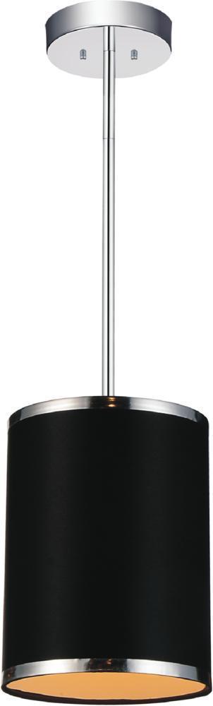 CWI Lighting Orchid 1 Light Drum Shade Mini Pendant With Chrome Model: 9848P7-1-601 (BLACK)