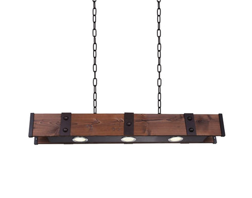 CWI Lighting Pago LED Drum Shade Island Light With Black & Wood Model: 9748P42-3-101