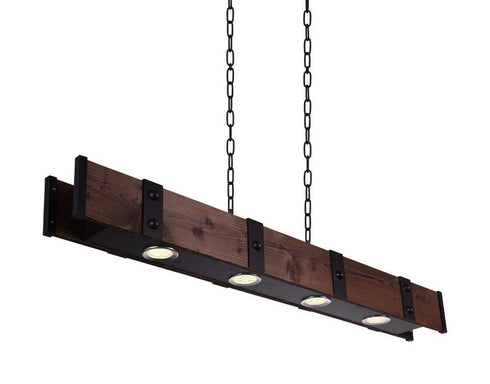 CWI Lighting Pago LED Drum Shade Island Light With Black & Wood Model: 9748P59-4-101
