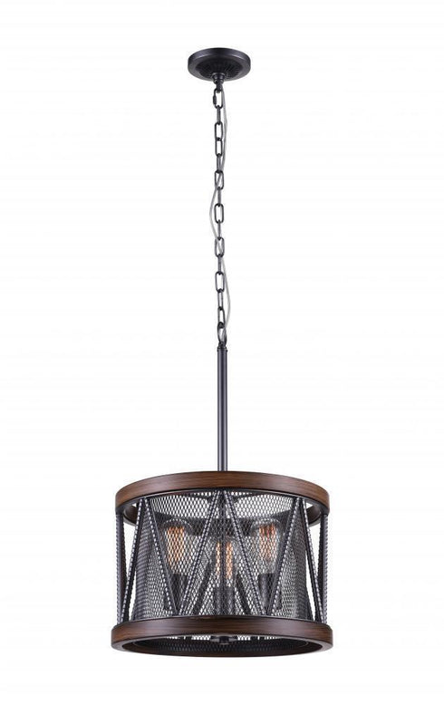 CWI Lighting Parsh 3 Light Drum Shade Chandelier With Pewter Model: 9954P16-3-101